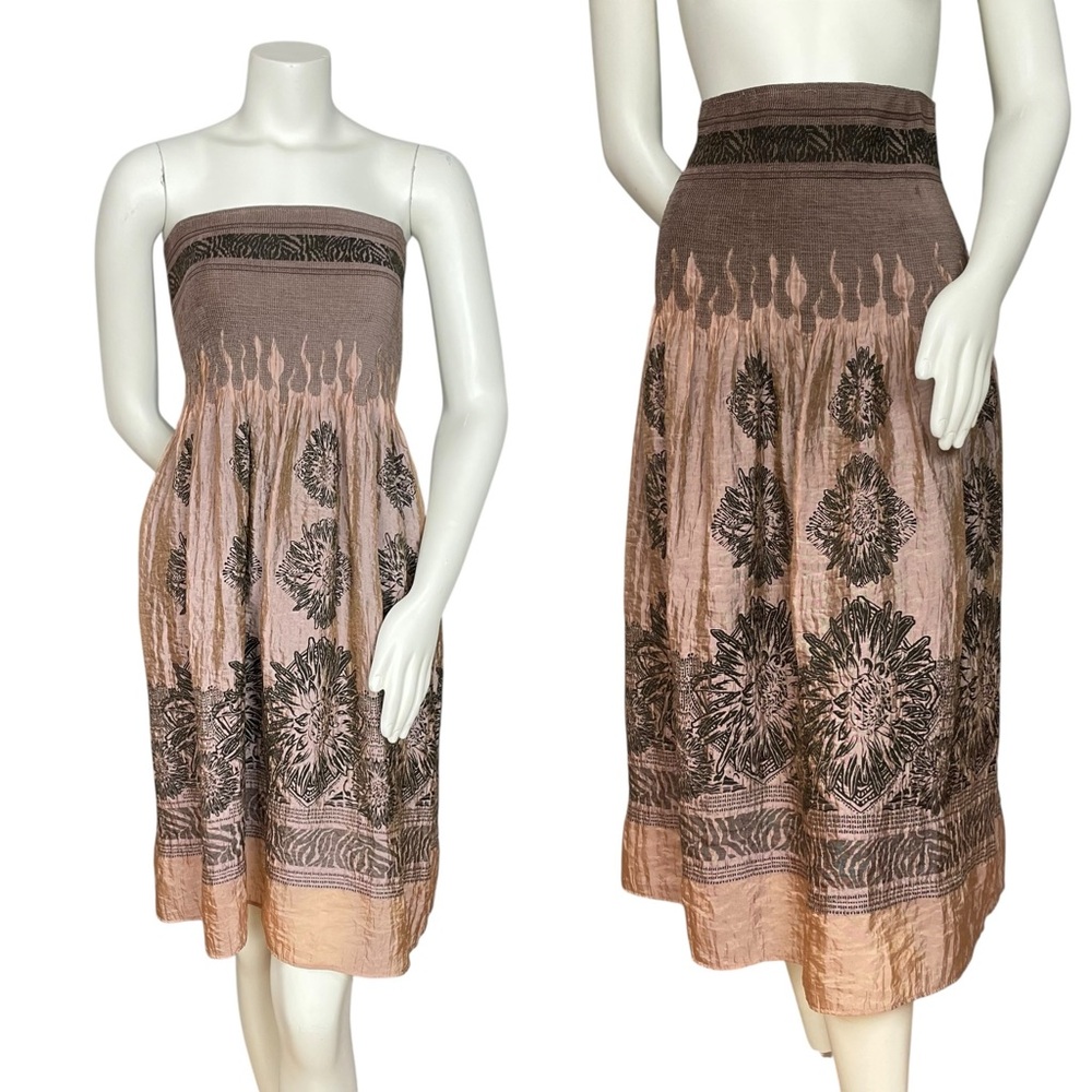 Anthropologie Lapis Convertible Dress Skirt Shirred Smocked Strapless‎ One Size
